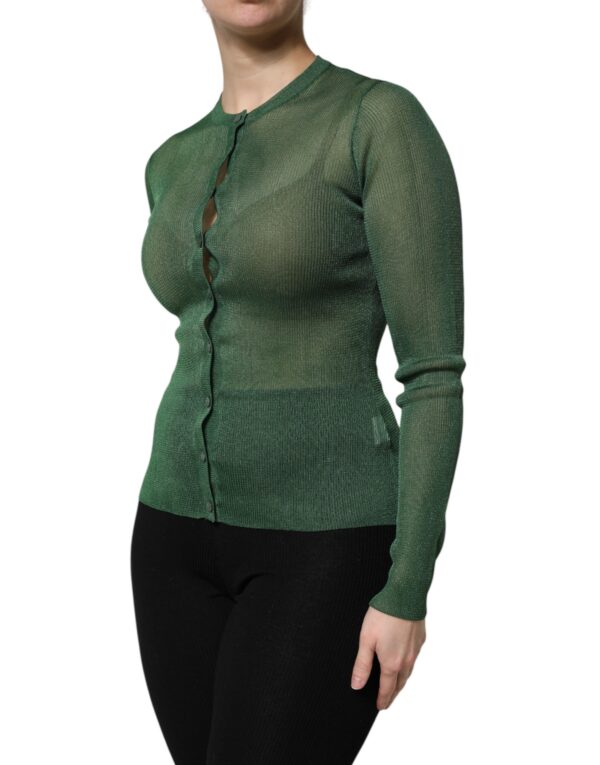 Dolce & Gabbana Green Polyester Long Sleeves Cardigan Sweater - Image 3
