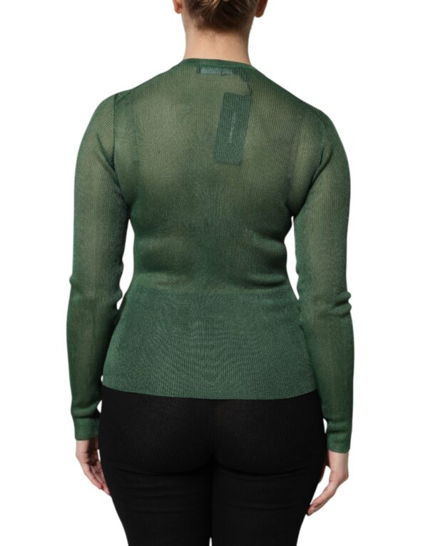 Dolce & Gabbana Green Polyester Long Sleeves Cardigan Sweater - Image 4
