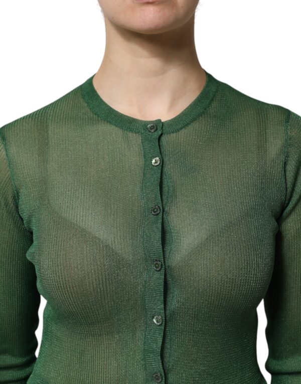 Dolce & Gabbana Green Polyester Long Sleeves Cardigan Sweater - Image 5
