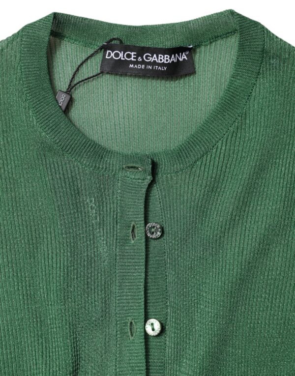 Dolce & Gabbana Green Polyester Long Sleeves Cardigan Sweater - Image 7