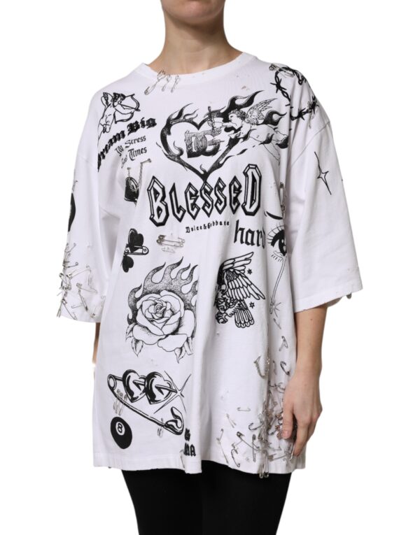 Dolce & Gabbana White Cotton DG BLESSED Printed T-shirt - Image 2