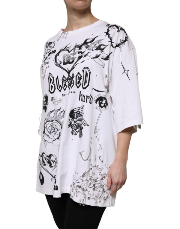 Dolce & Gabbana White Cotton DG BLESSED Printed T-shirt - Image 3
