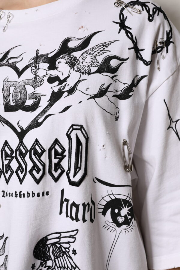 Dolce & Gabbana White Cotton DG BLESSED Printed T-shirt - Image 6