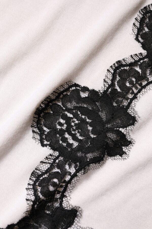 Dolce & Gabbana White Cashmere Floral Lace Detailing Tank Top - Image 8