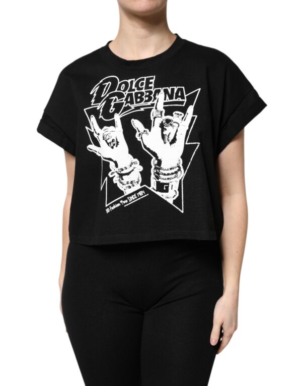 Dolce & Gabbana Black Cotton Printed Short Sleeves T-shirt - Image 2