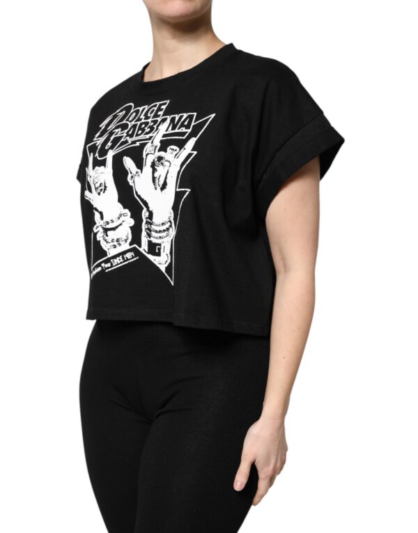Dolce & Gabbana Black Cotton Printed Short Sleeves T-shirt - Image 3
