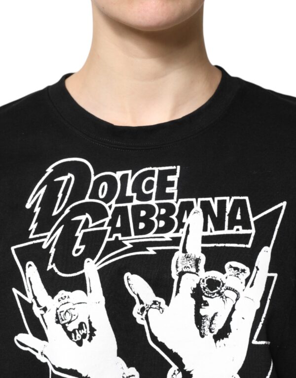 Dolce & Gabbana Black Cotton Printed Short Sleeves T-shirt - Image 5