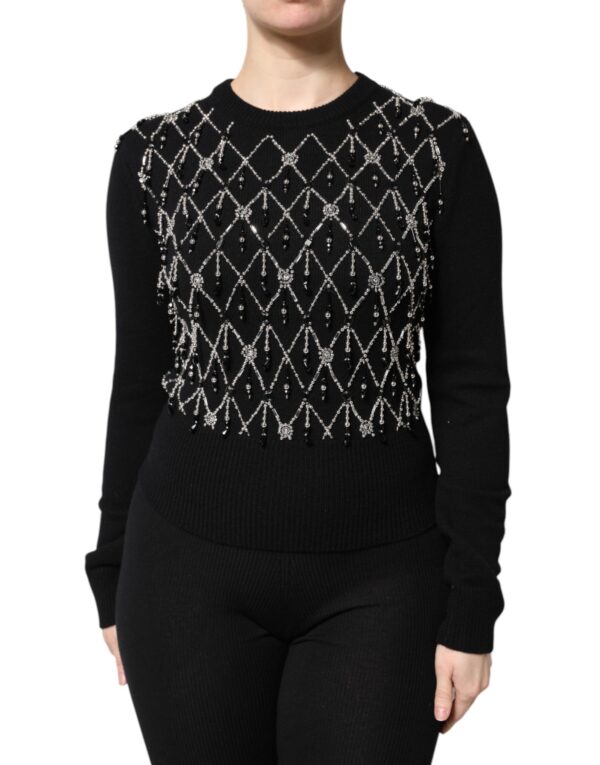 Dolce & Gabbana Black Cashmere Embellished Long Sleeves Top - Image 2