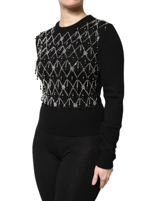 Dolce & Gabbana Black Cashmere Embellished Long Sleeves Top - Image 3