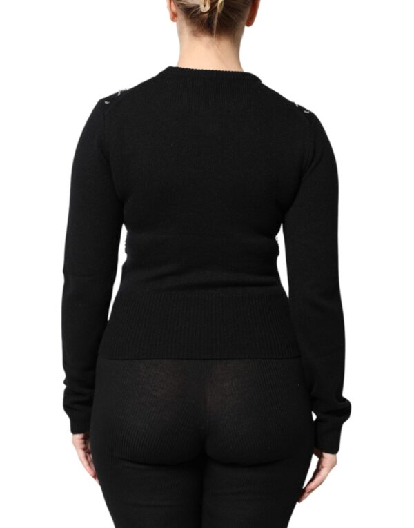 Dolce & Gabbana Black Cashmere Embellished Long Sleeves Top - Image 4