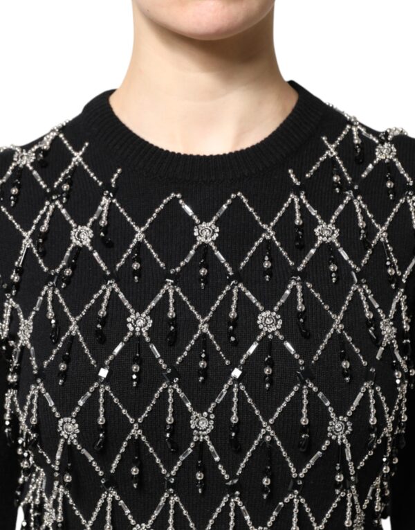 Dolce & Gabbana Black Cashmere Embellished Long Sleeves Top - Image 5