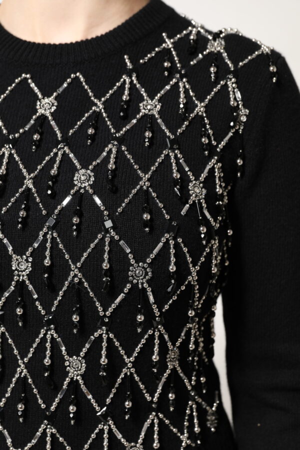 Dolce & Gabbana Black Cashmere Embellished Long Sleeves Top - Image 6