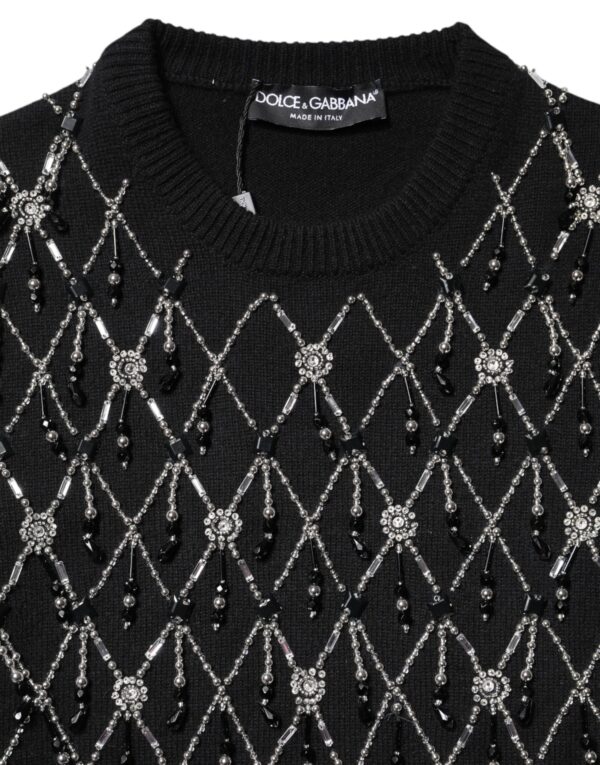 Dolce & Gabbana Black Cashmere Embellished Long Sleeves Top - Image 7