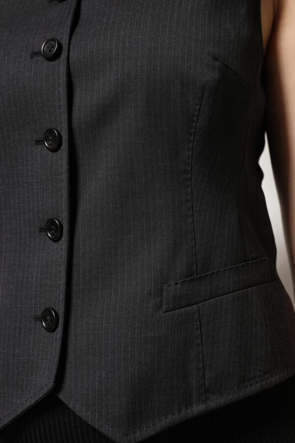 Dolce & Gabbana Black Striped Button Down Sleeveless Vest Top - Image 6