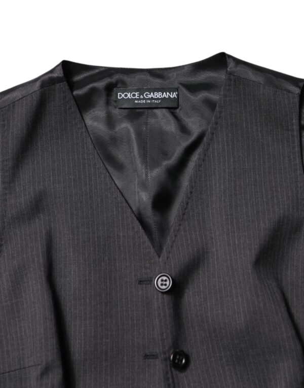 Dolce & Gabbana Black Striped Button Down Sleeveless Vest Top - Image 7