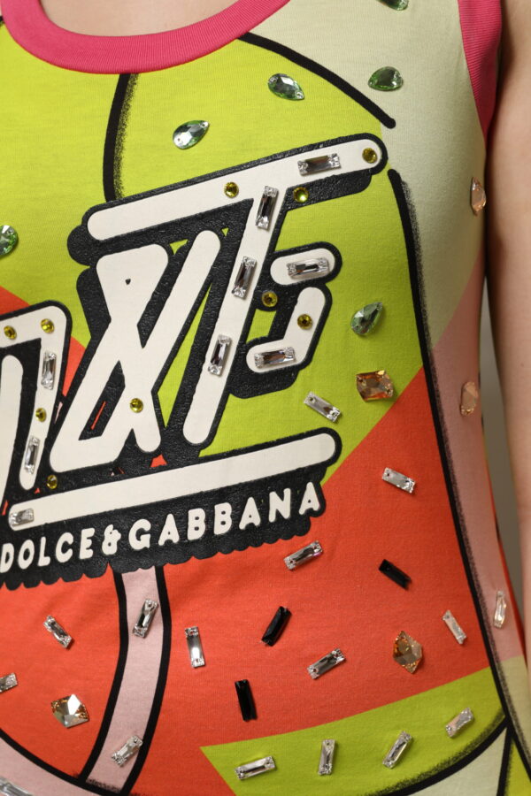 Dolce & Gabbana Multicolor Printed Crystal Embellishment Top - Image 6