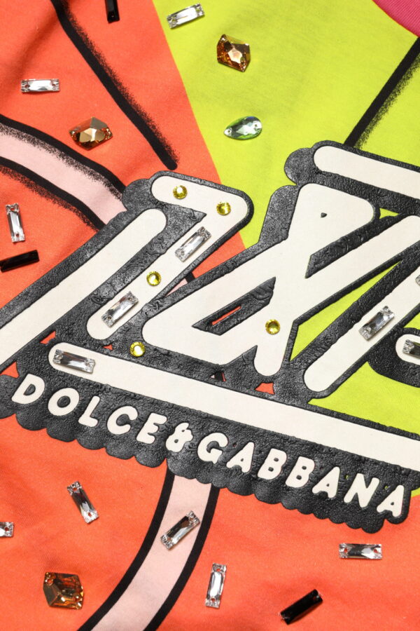 Dolce & Gabbana Multicolor Printed Crystal Embellishment Top - Image 8