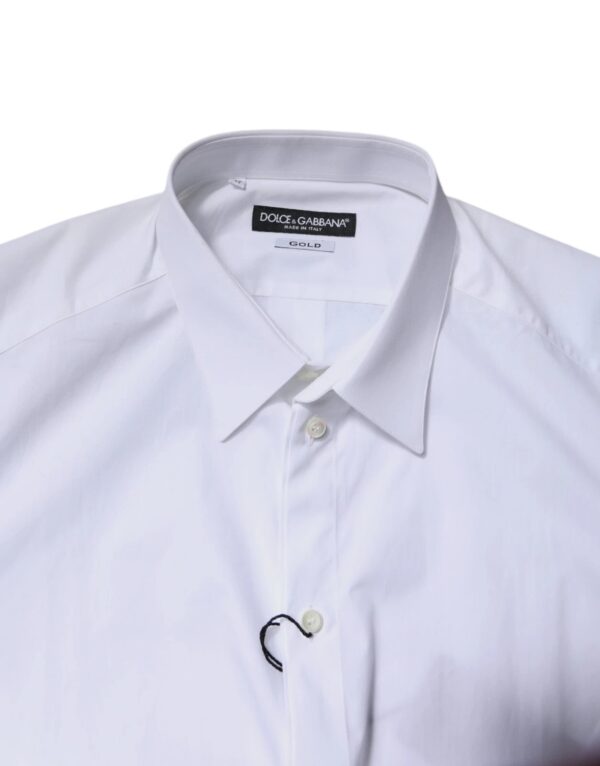 Dolce & Gabbana White Cotton GOLD Dress Formal Shirt - Image 6