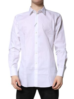 Dolce & Gabbana White Cotton GOLD Dress Formal Shirt