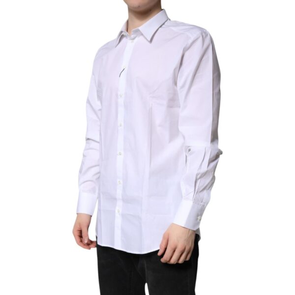 Dolce & Gabbana White Cotton GOLD Dress Formal Shirt - Image 4