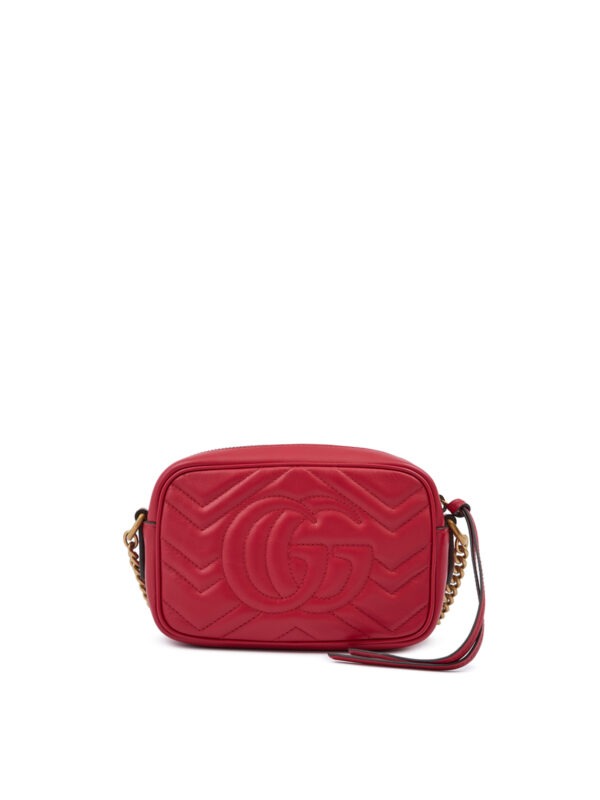 Gucci Red Leather GG Marmont Camera Bag - Image 4