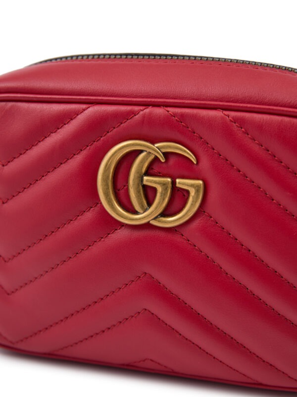 Gucci Red Leather GG Marmont Camera Bag - Image 2