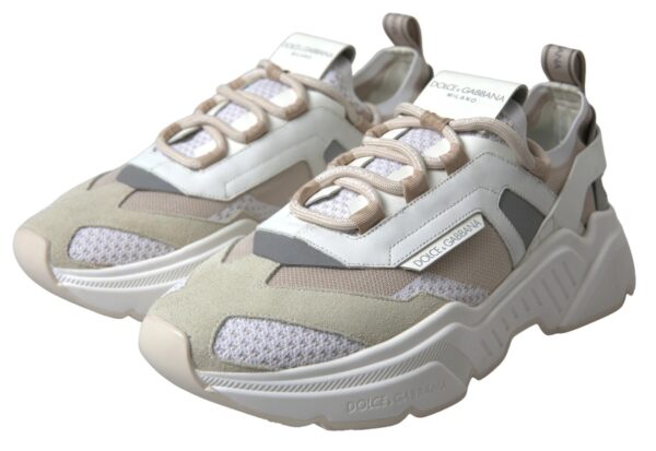 Dolce & Gabbana Sneakers White Beige Leather Sport DAYMASTER Shoes - Image 3