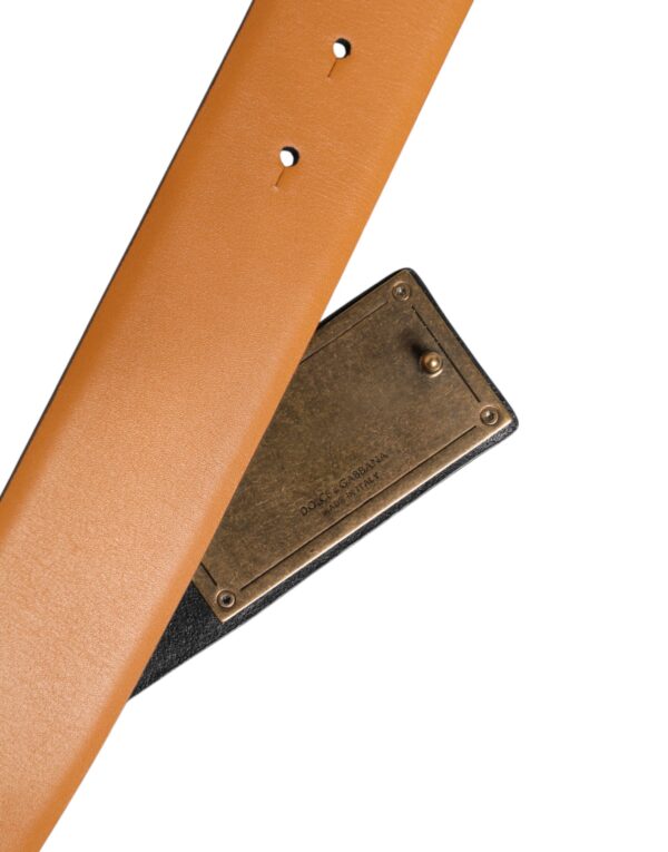 Dolce & Gabbana Brown Leather Buckle DG Logo Embossed Belt - Image 6