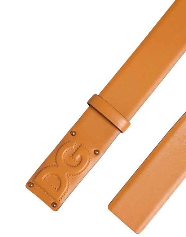 Dolce & Gabbana Brown Leather Buckle DG Logo Embossed Belt - Image 7