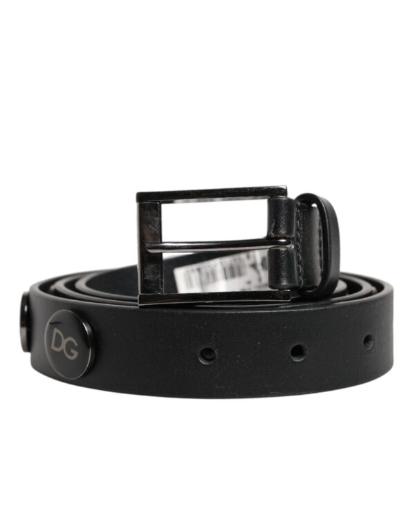 Dolce & Gabbana Black Luxury Leather DG Studs Buckle Belt - Image 2