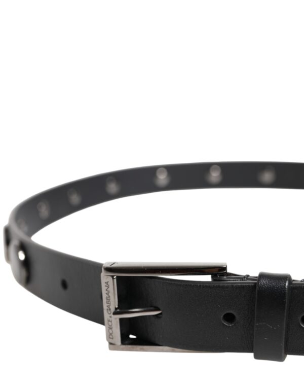 Dolce & Gabbana Black Luxury Leather DG Studs Buckle Belt - Image 4