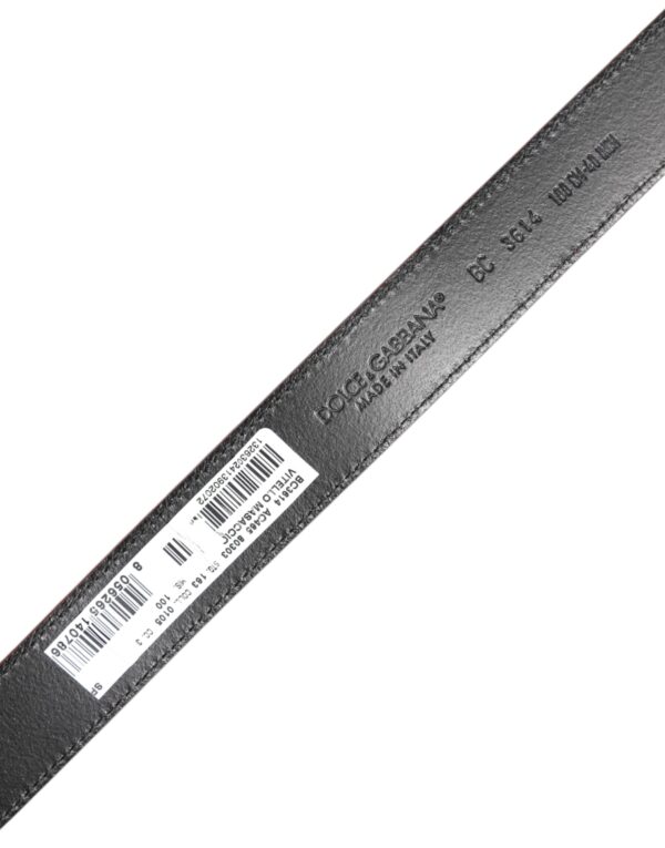 Dolce & Gabbana Red Leather Silver Tone Metal Buckle Belt - Image 5