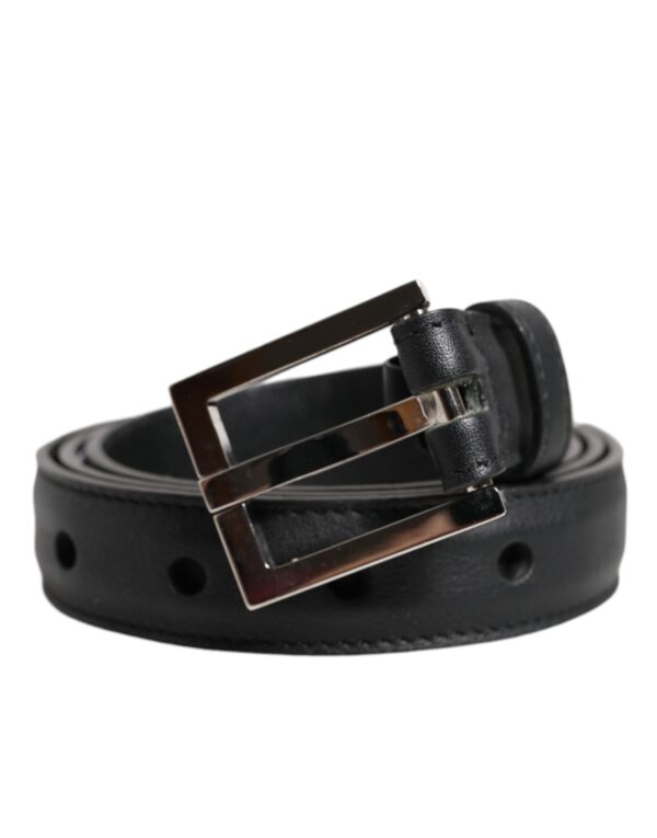 Dolce & Gabbana Black Classic Calfskin Leather Buckle Belt - Image 2