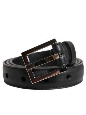 Dolce & Gabbana Black Classic Calfskin Leather Buckle Belt