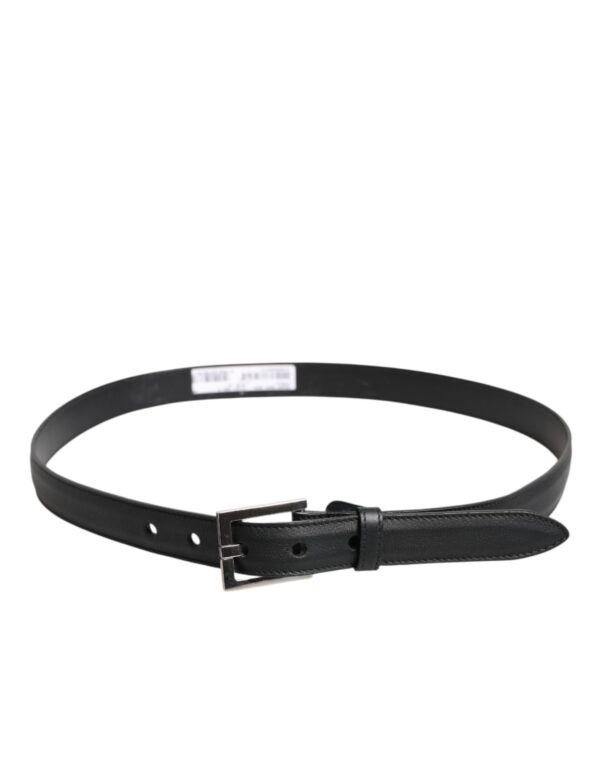 Dolce & Gabbana Black Classic Calfskin Leather Buckle Belt - Image 3