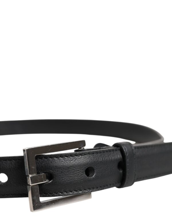Dolce & Gabbana Black Classic Calfskin Leather Buckle Belt - Image 4