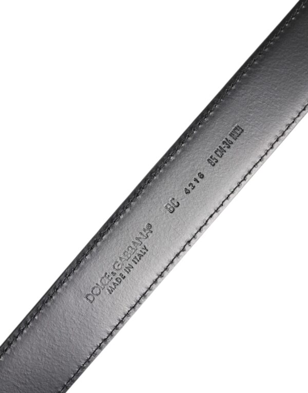 Dolce & Gabbana Black Classic Calf Leather Silver Buckle Belt - Image 5