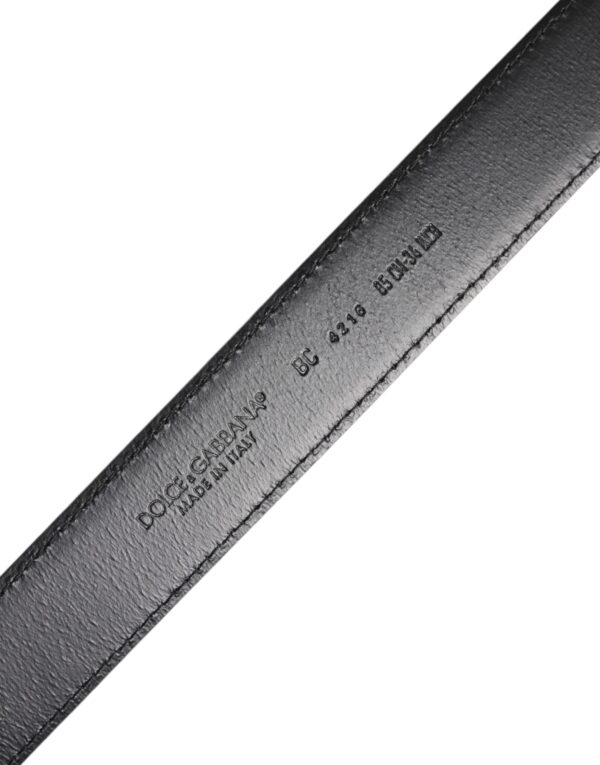 Dolce & Gabbana Brown Classic Calf Leather Silver Buckle Belt - Image 5