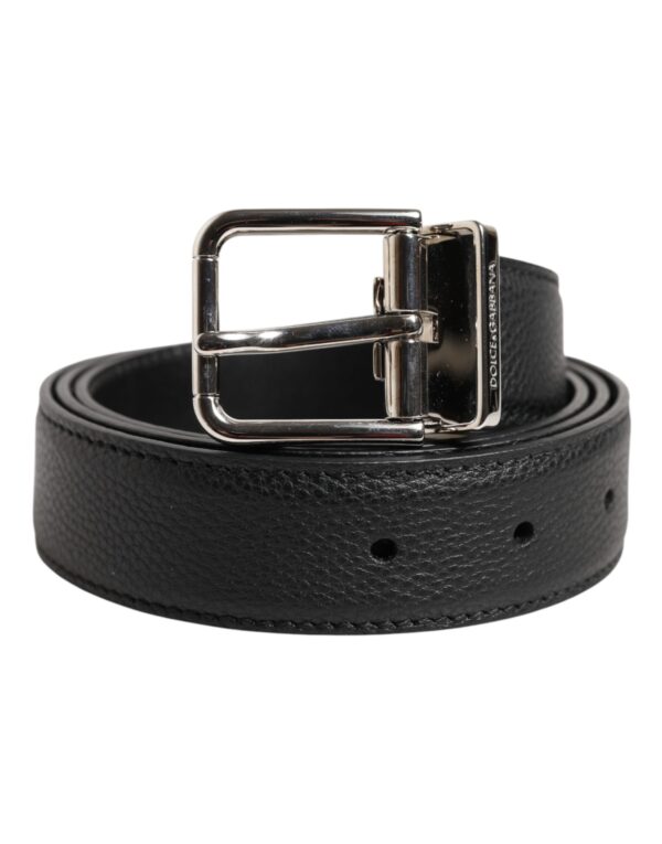 Dolce & Gabbana Black Calf Leather Classic Metal Buckle Belt - Image 2