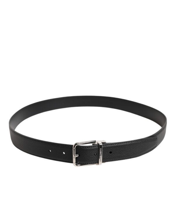Dolce & Gabbana Black Calf Leather Classic Metal Buckle Belt - Image 3