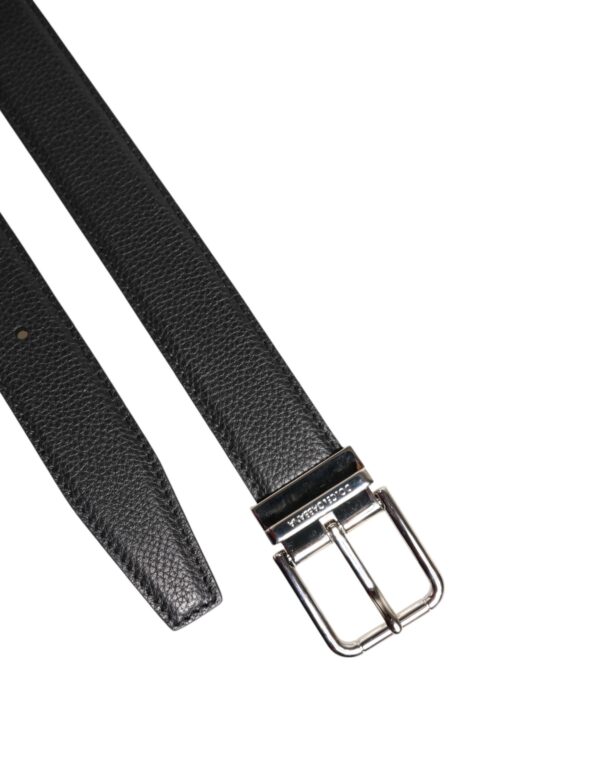 Dolce & Gabbana Black Calf Leather Classic Metal Buckle Belt - Image 6