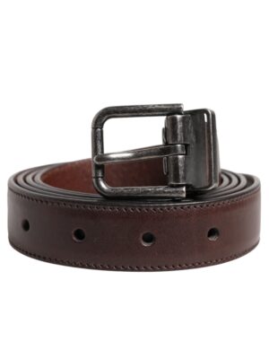 Dolce & Gabbana Brown Classic Calf Leather Metal Buckle Belt