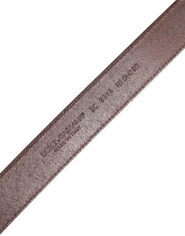 Dolce & Gabbana Brown Classic Calf Leather Metal Buckle Belt - Image 5