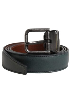 Dolce & Gabbana Green Classic Leather Metal Buckle Belt