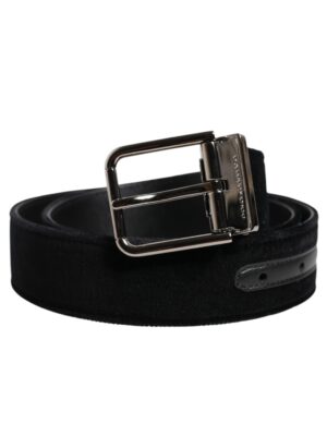Dolce & Gabbana Black Cotton Silver Metal Buckle Belt