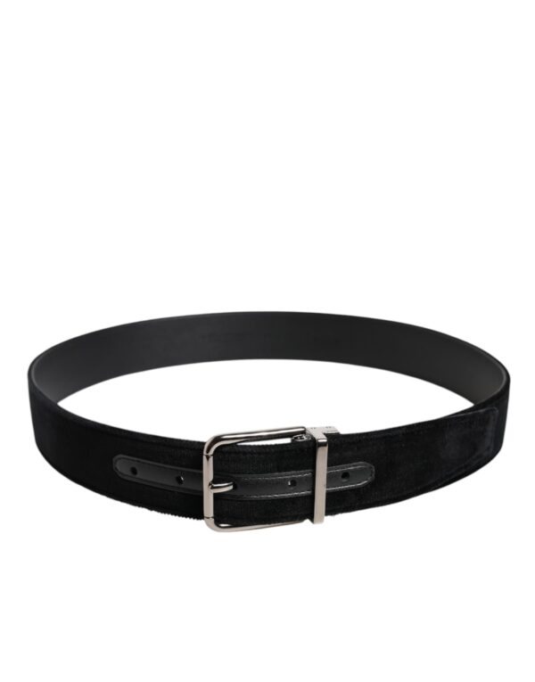 Dolce & Gabbana Black Cotton Silver Metal Buckle Belt - Image 3