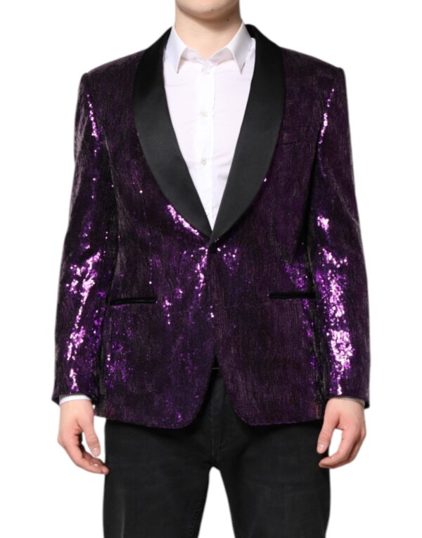 Dolce & Gabbana Purple SICILIA Sequin Embellish Coat Jacket - Image 2