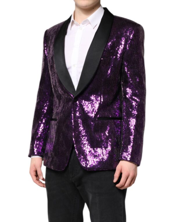 Dolce & Gabbana Purple SICILIA Sequin Embellish Coat Jacket - Image 3