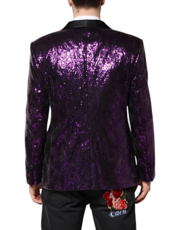Dolce & Gabbana Purple SICILIA Sequin Embellish Coat Jacket - Image 4