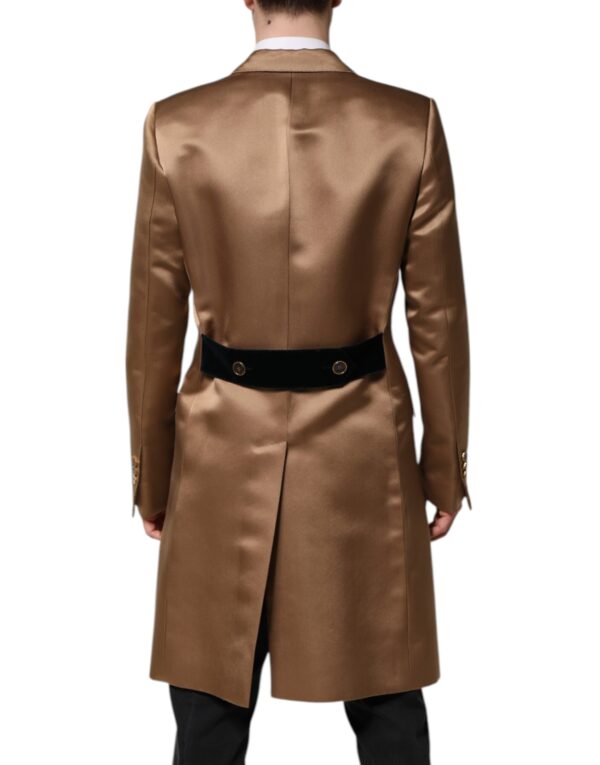 Dolce & Gabbana Brown Silk Single Breasted Trench Coat  Jacket - Image 4